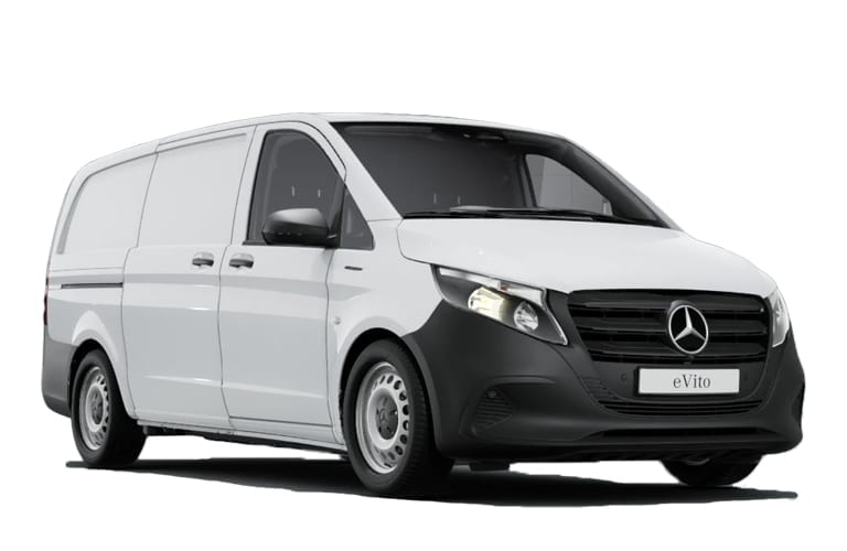 Mercedes-Benz eVito Kastenwagen in weiß in der 3/4 Frontansicht