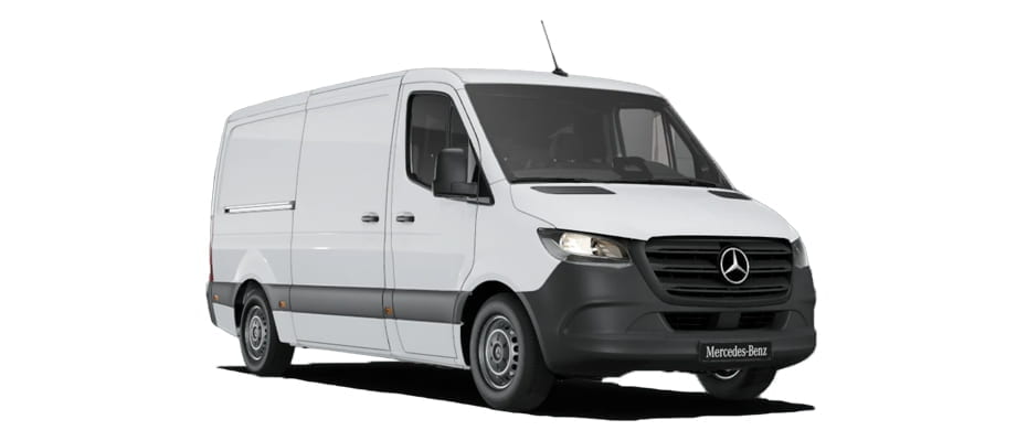 Mercedes-Benz Sprinter Kastenwagen in weiß in der 3/4 Frontansicht