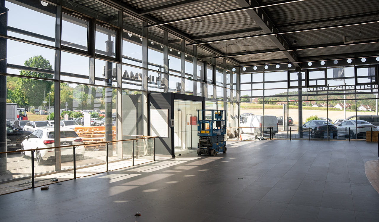 Showroom des Kunzmann Standortes Gelnhausen während der Renovierungsarbeiten