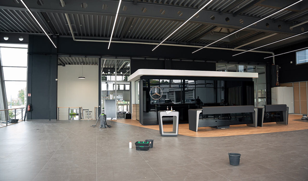 Showroom des Kunzmann Standortes Gelnhausen während der Renovierungsarbeiten